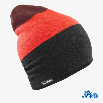 Kapa SALOMON Flatspin Reversible Beanie Deep Black/Cherry Tomato